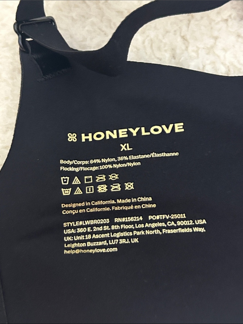 Honey Live Crossover Bra Black Size XL - Picture 3 of 7